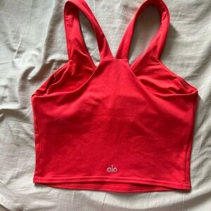 ALO Yoga Red Sports Bra Crop Tank Top